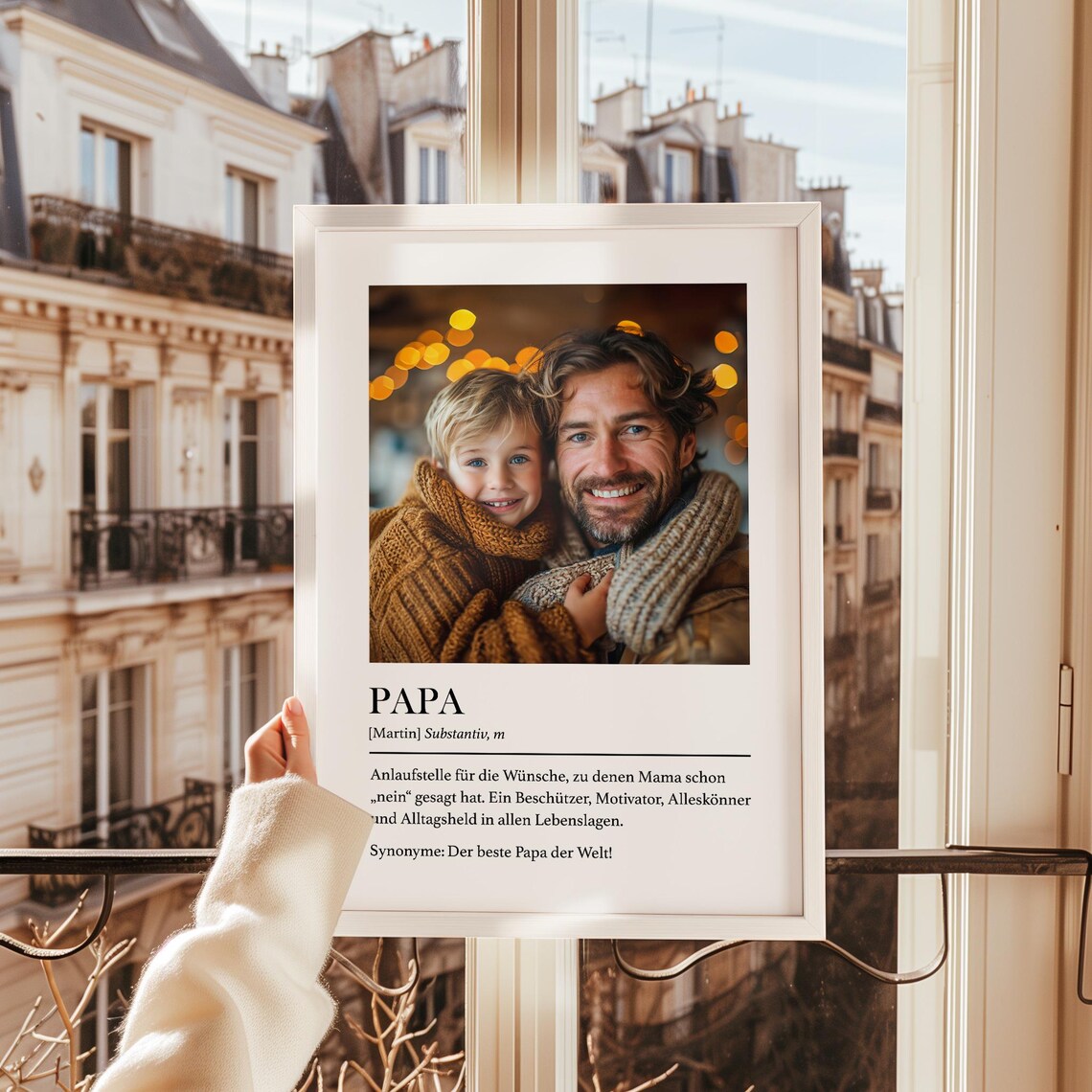 Papa Geschenk von Tochter oder Sohn – Personalisiertes Definition Bild mit Foto