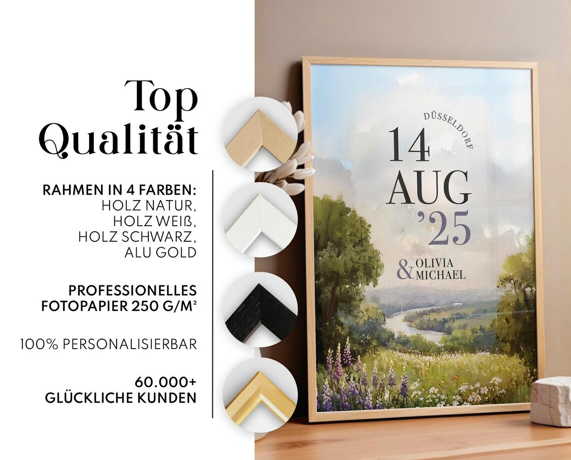 Hochzeitsgeschenk mit Datum – Personalisiertes Poster fürs Brautpaar