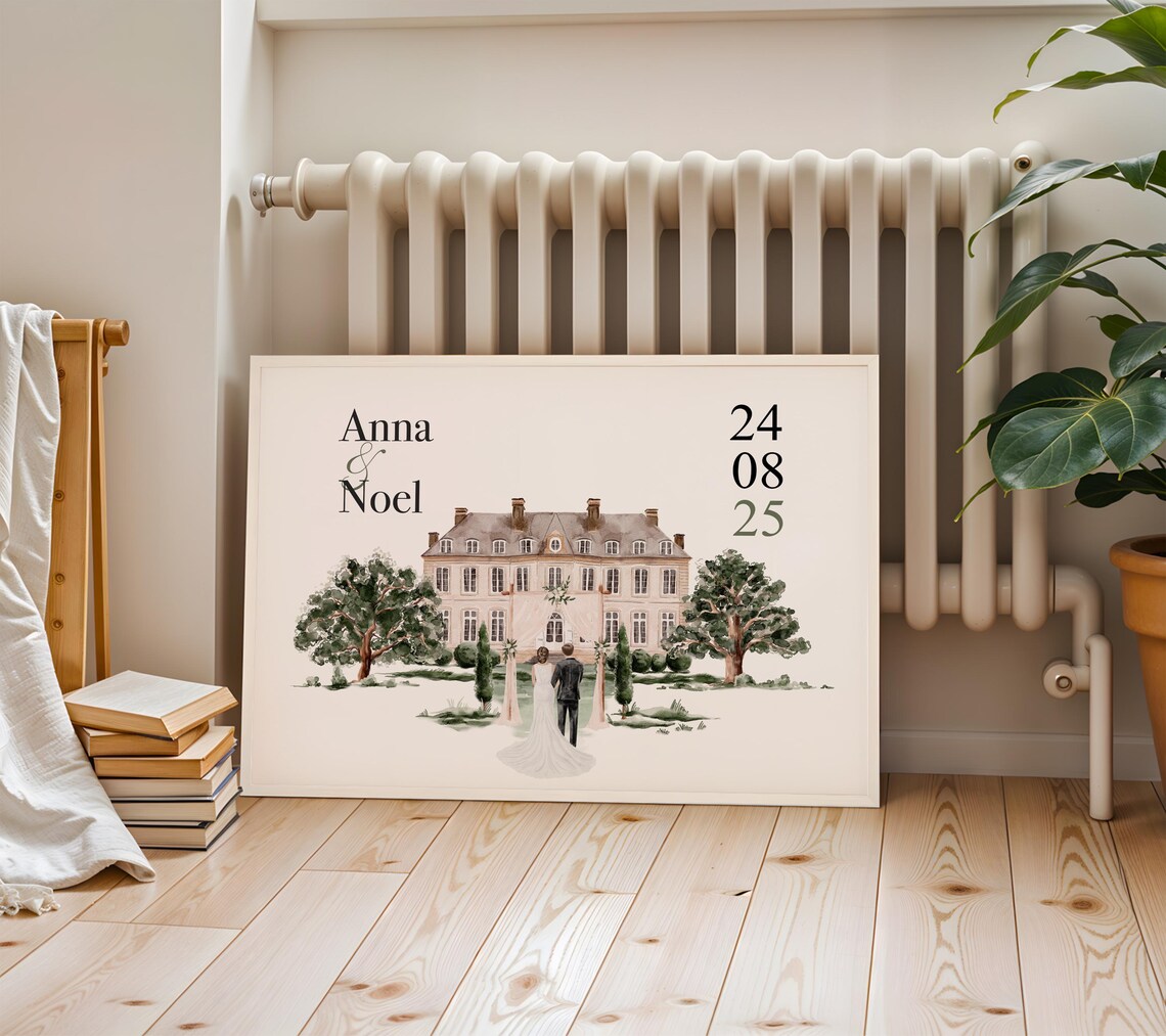 Personalisiertes Hochzeitsgeschenk – Poster mit Brautpaar Illustration