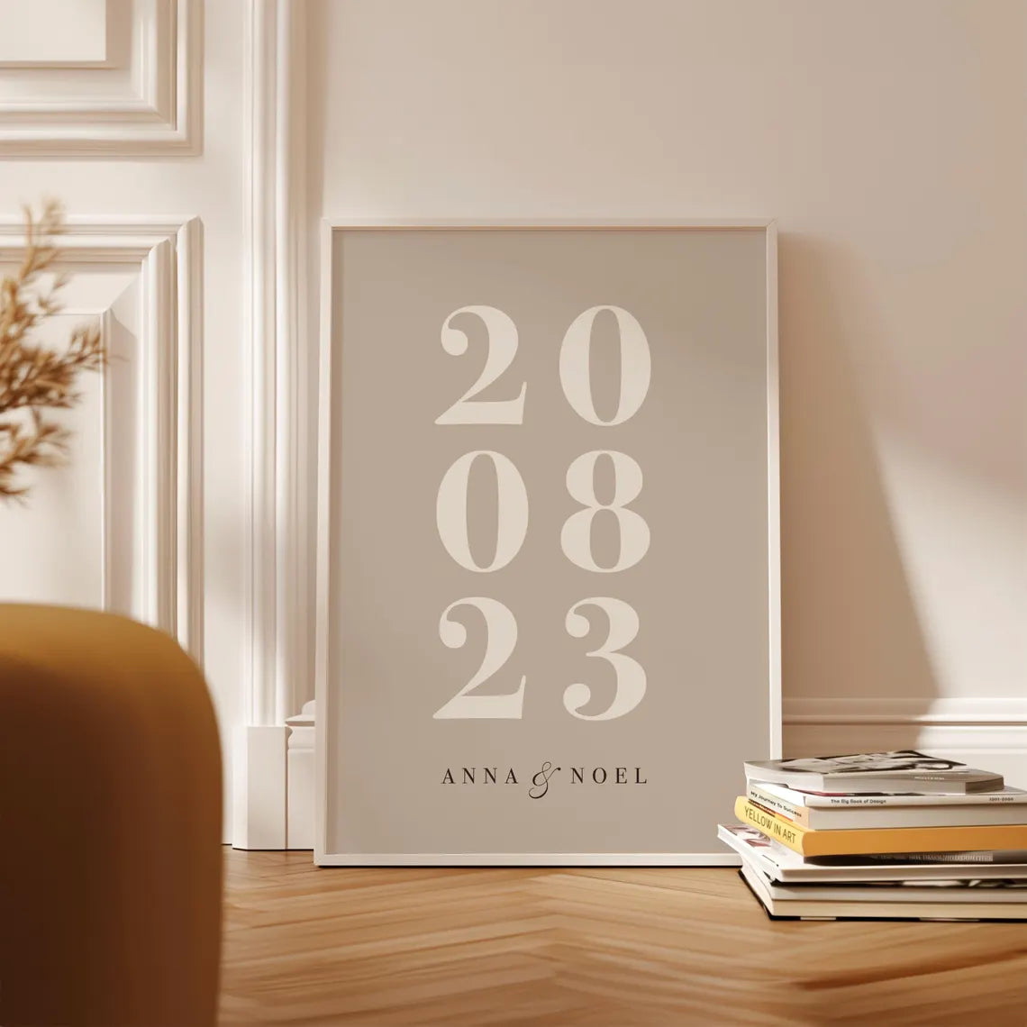 Individuelles Hochzeitsgeschenk – Beige Poster mit Namen & Datum