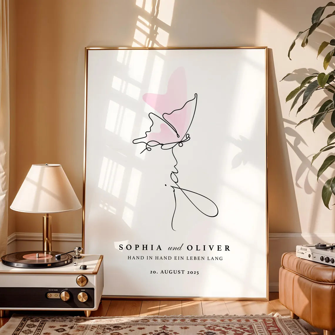 Ja Hochzeit Geschenk personalisiert mit Namen - Hand in Hand Poster Brautpaar