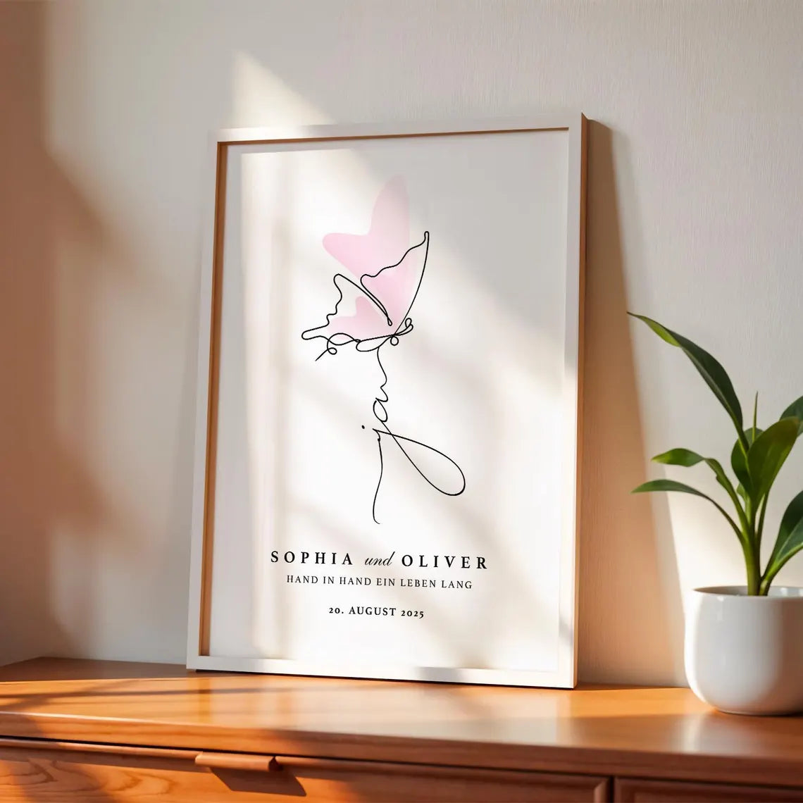Ja Hochzeit Geschenk personalisiert mit Namen - Hand in Hand Poster Brautpaar