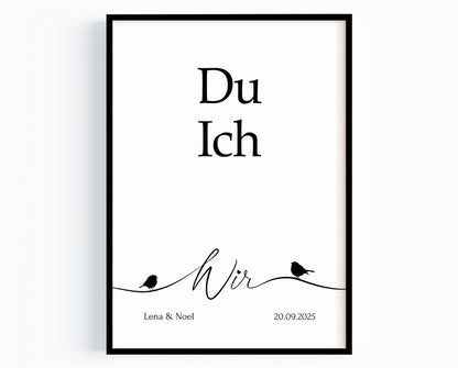 „Du Ich Wir“ – Personalisiertes Poster zur Hochzeit & zum Jahrestag