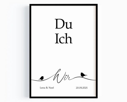 „Du Ich Wir“ – Personalisiertes Poster zur Hochzeit & zum Jahrestag