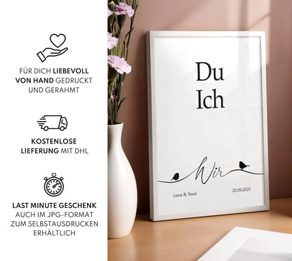 „Du Ich Wir“ – Personalisiertes Poster zur Hochzeit & zum Jahrestag