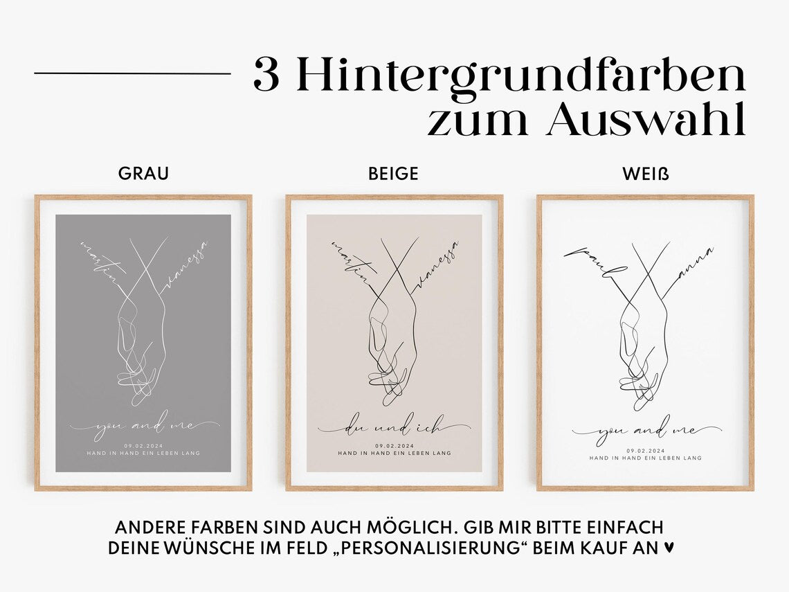 Du und ich Bild – Personalisiertes Hochzeitsgeschenk für Brautpaar Verlobungsgeschenk