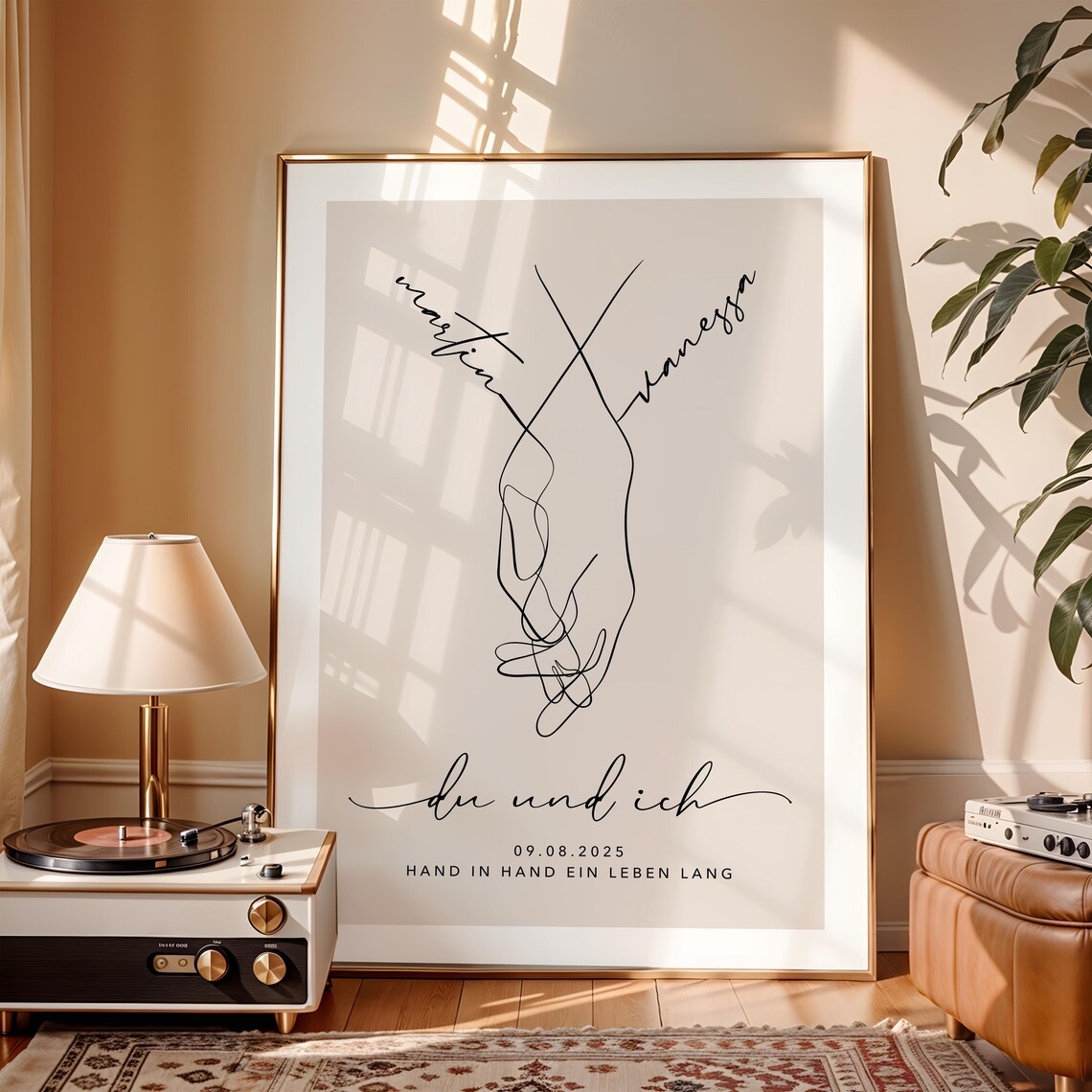 Du und ich Bild – Personalisiertes Hochzeitsgeschenk für Brautpaar Verlobungsgeschenk