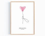 Personalisiertes Ja Poster mit Blume Geschenk Brautpaar Hochzeit