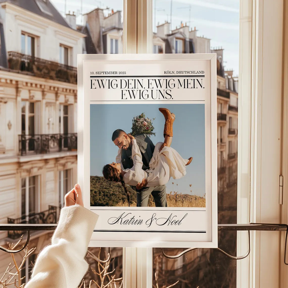 Hochzeitstag Geschenk Poster mit Hochzeitsfoto - Boho Stil