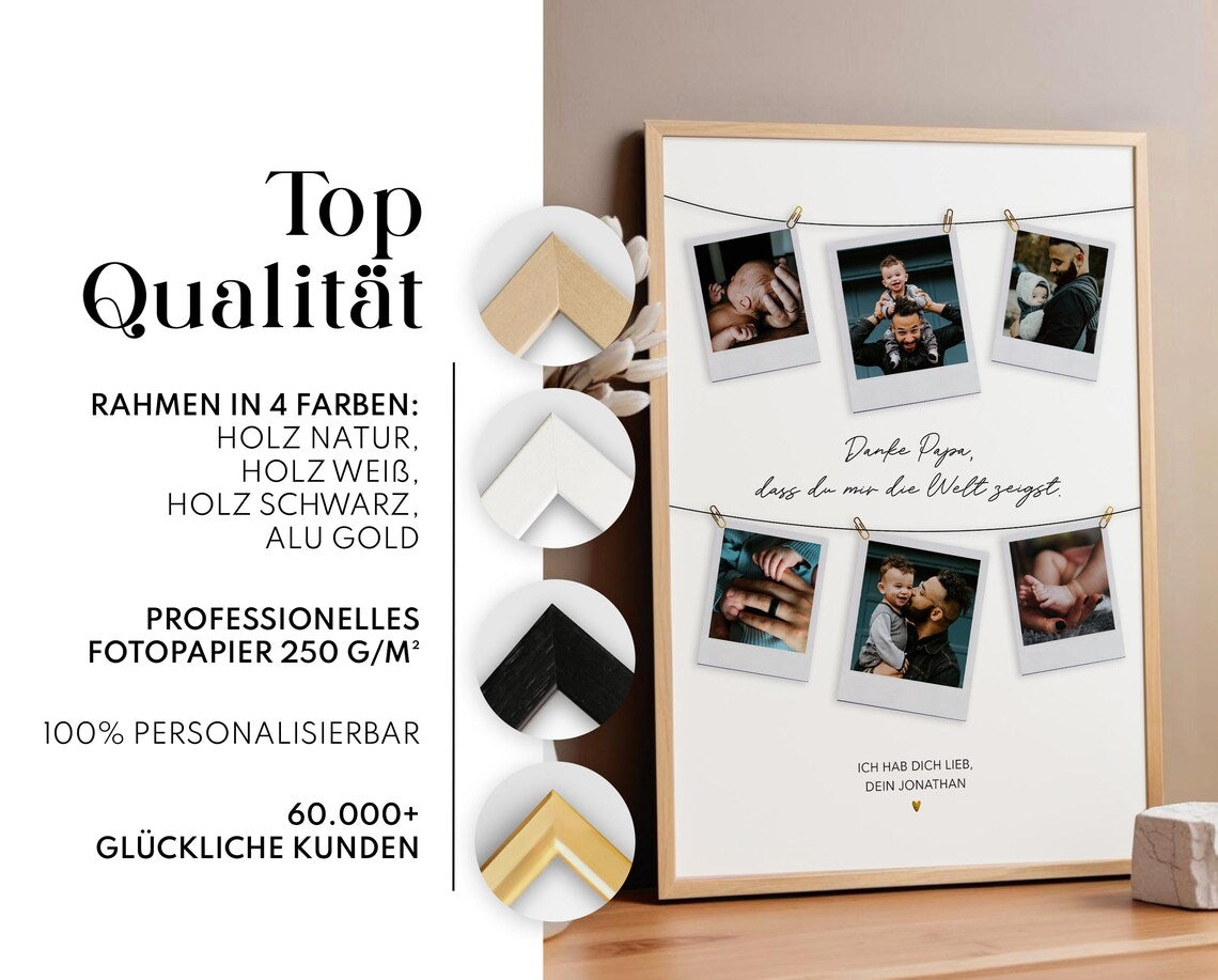 Danke Papa – Personalisiertes Geschenk mit Fotos, Vatertag Geschenkidee