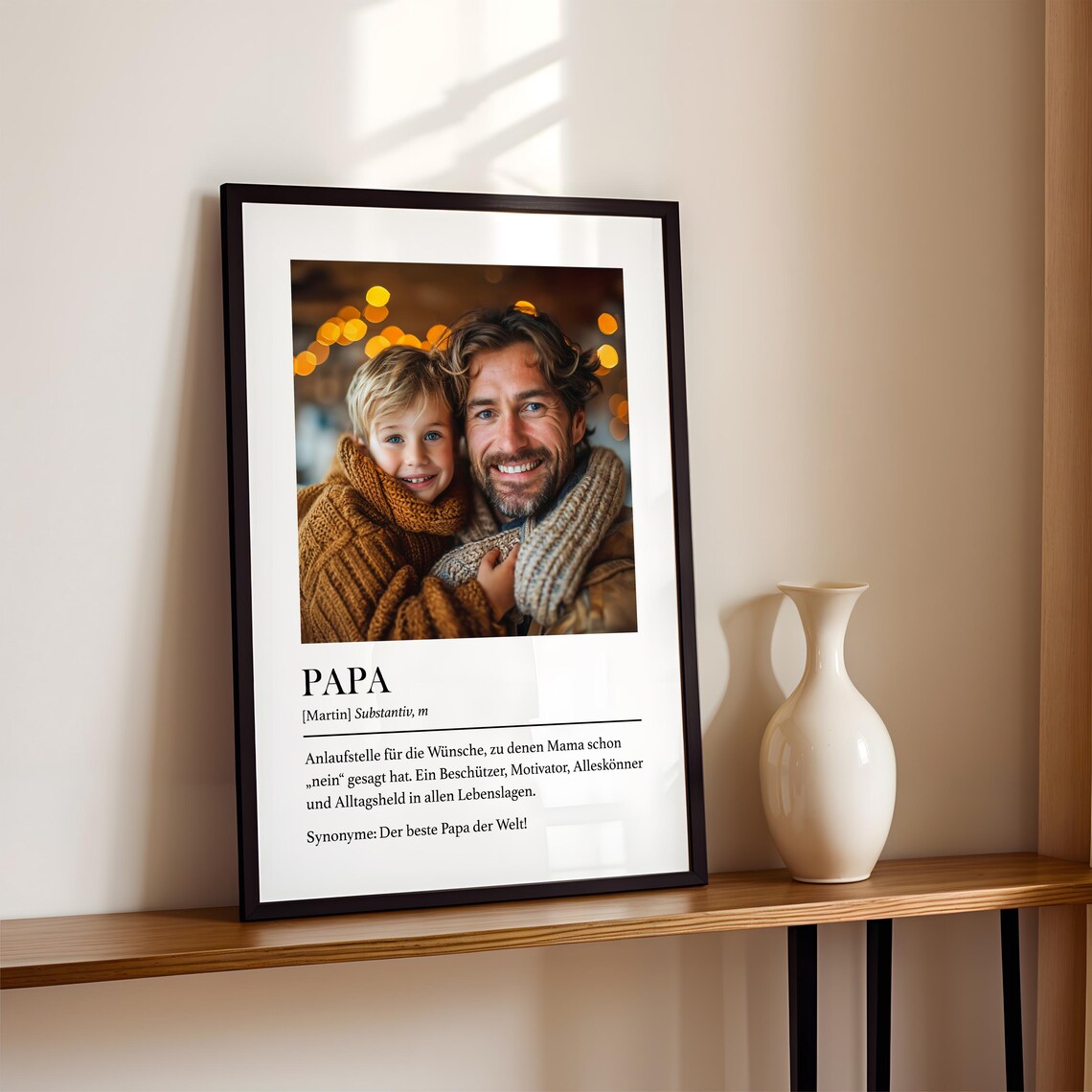 Papa Geschenk von Tochter oder Sohn – Personalisiertes Definition Bild mit Foto