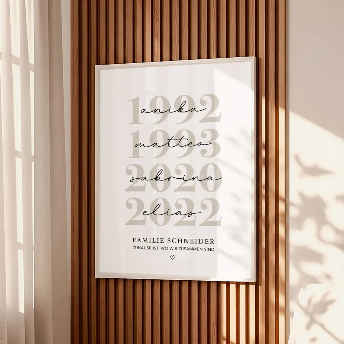 Personalisiertes Familienposter mit Namen & Geburtsjahr