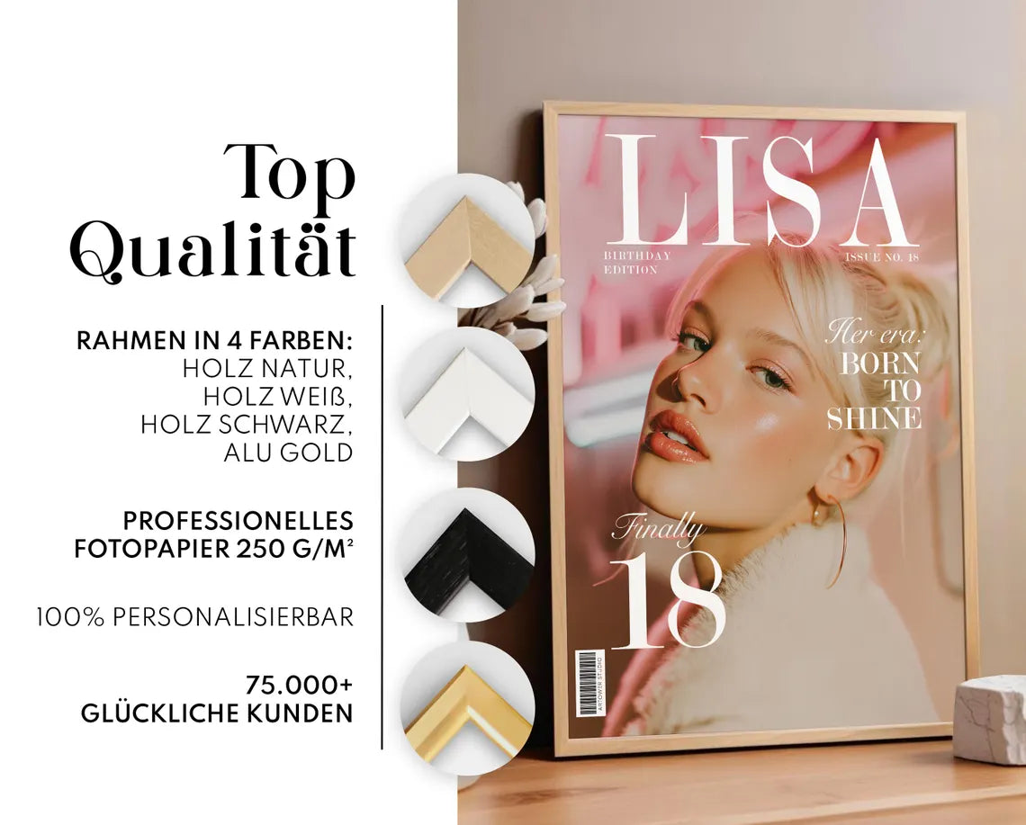 18. Geburtstag Magazin Cover Poster für beste Freundin oder Schwester