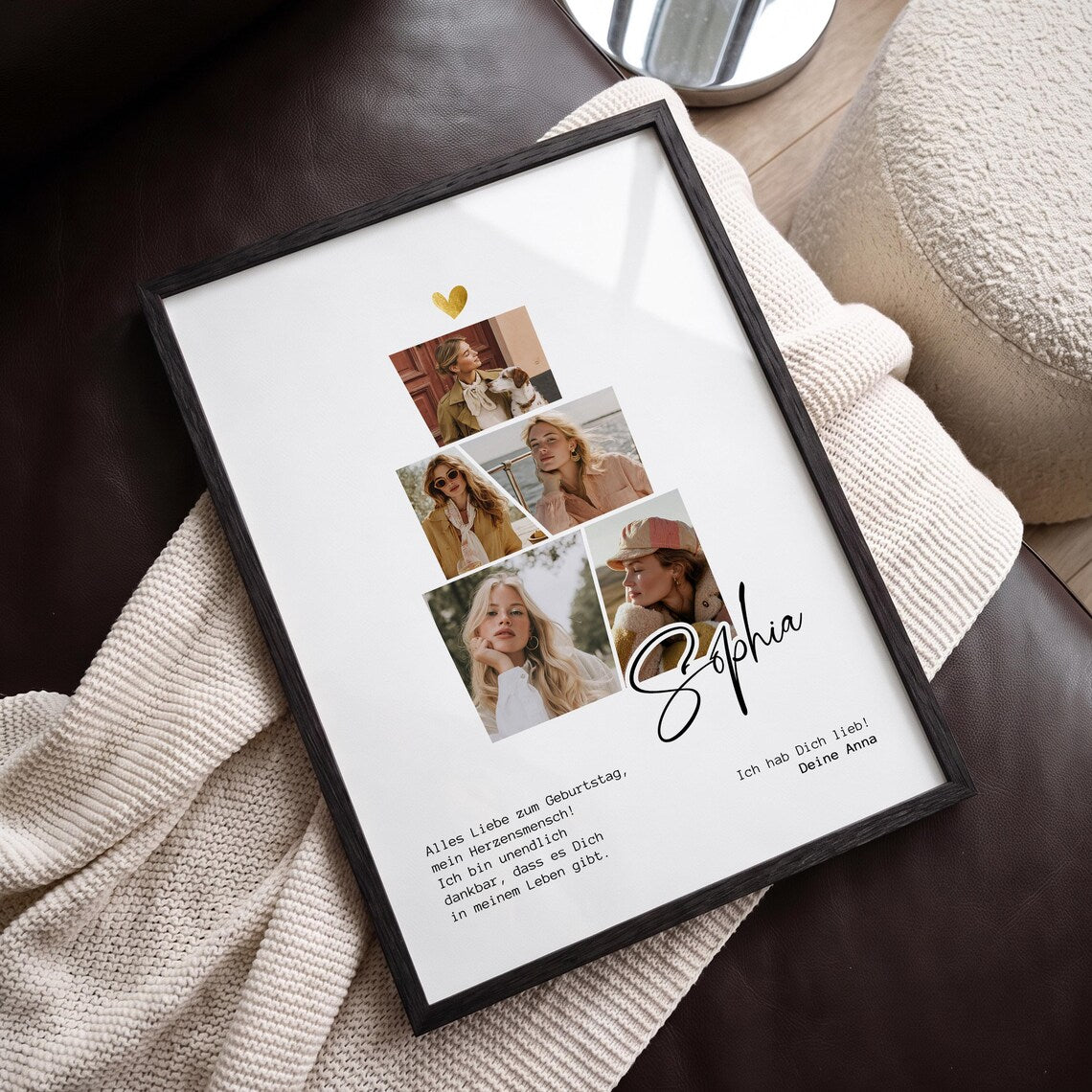 Personalisiertes Fotocollage Poster für die beste Freundin – Geburtstagsgeschenk mit Fotos & Wunschtext