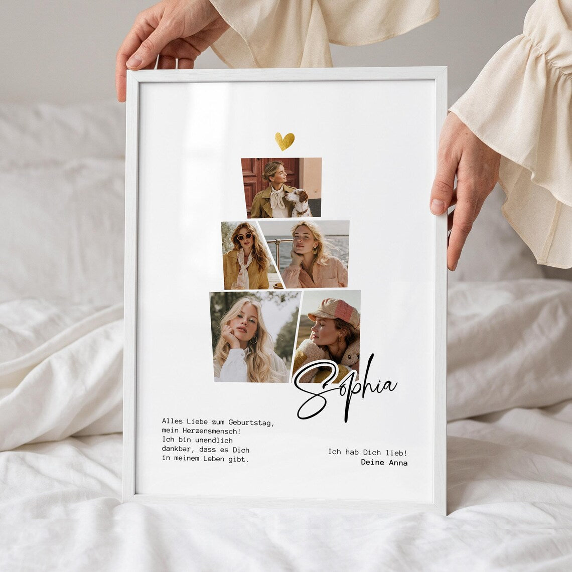 Personalisiertes Fotocollage Poster für die beste Freundin – Geburtstagsgeschenk mit Fotos & Wunschtext