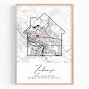 Personalisiertes Zuhause Poster mit Stadtplan – Individuelle Karte mit Namen & Koordinaten