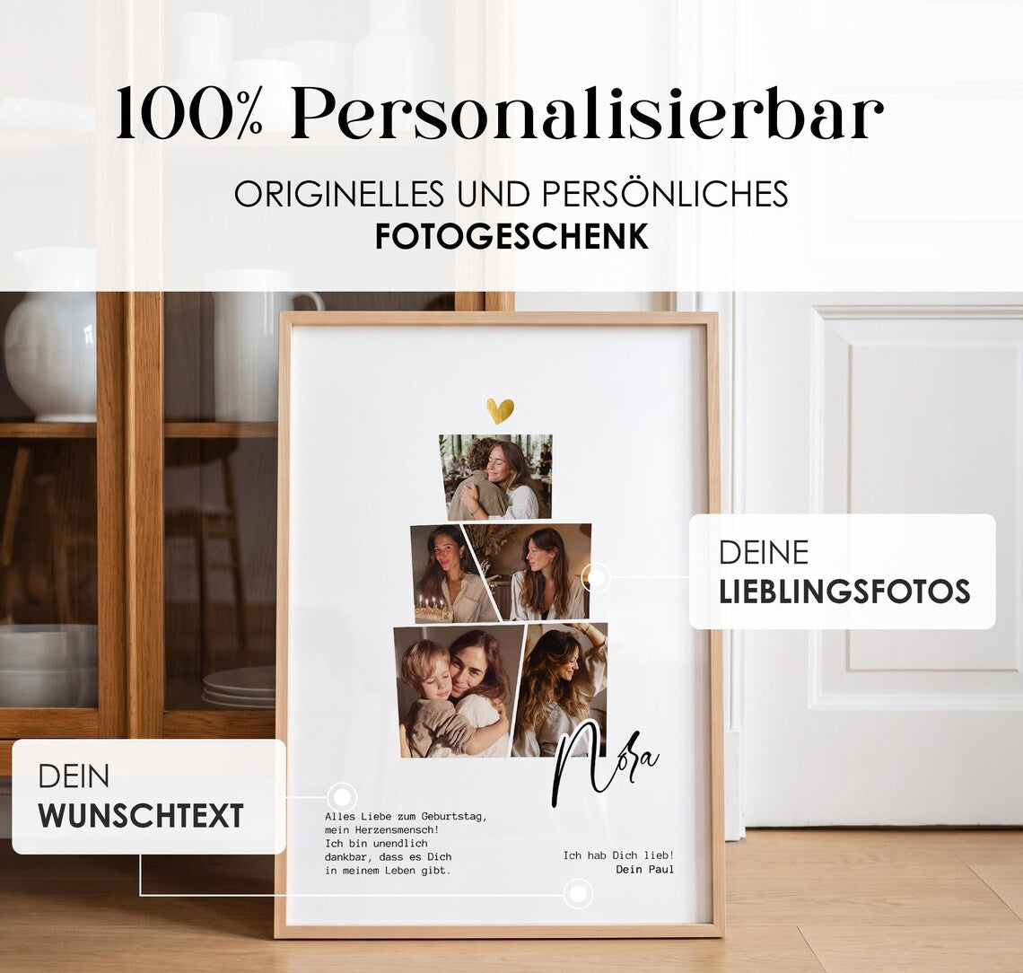 Personalisiertes Fotocollage Poster für die beste Freundin – Geburtstagsgeschenk mit Fotos & Wunschtext