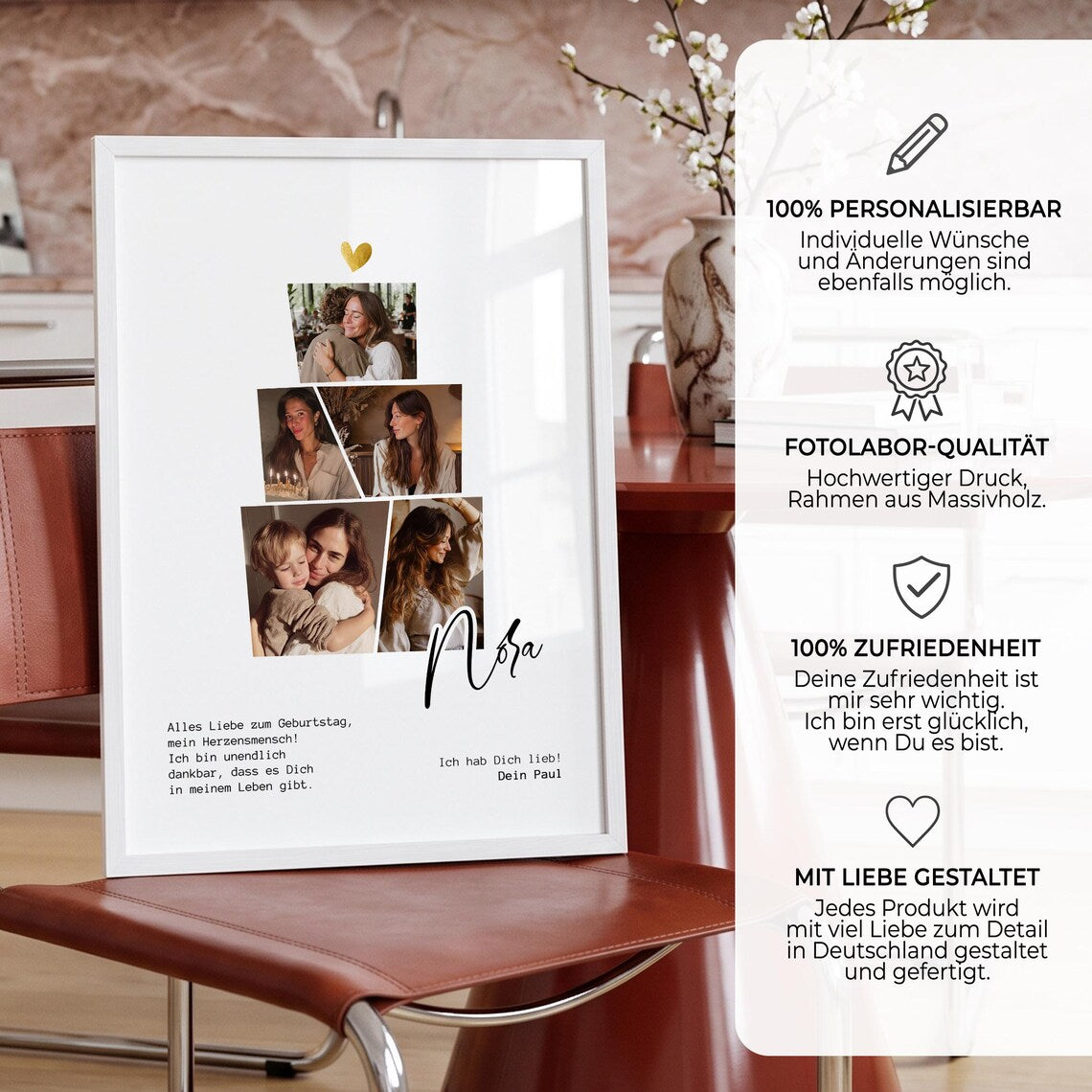 Personalisiertes Fotocollage Poster für die beste Freundin – Geburtstagsgeschenk mit Fotos & Wunschtext