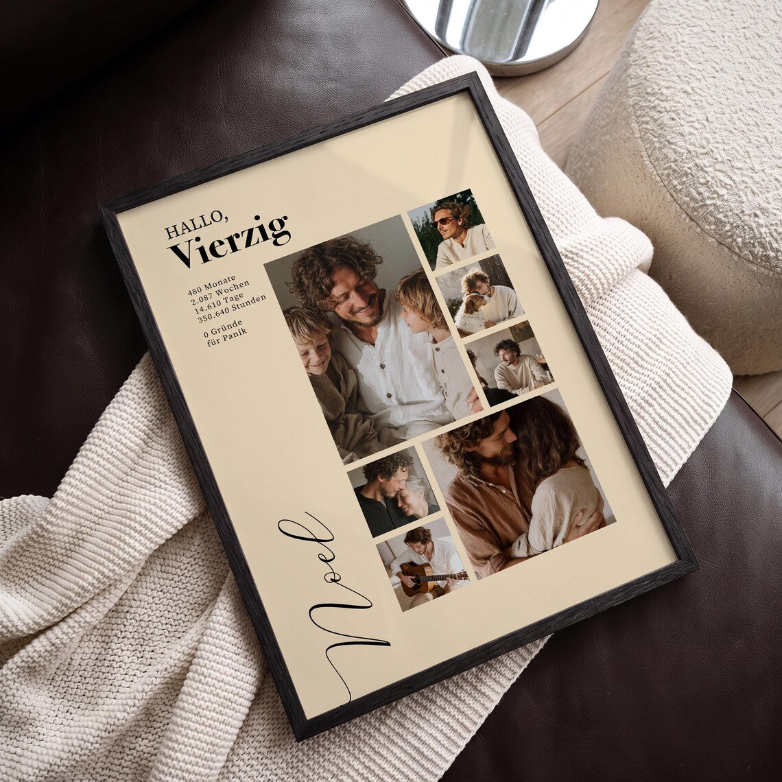Geburtstagsgeschenk für Männer – Personalisiertes Fotocollage Poster für Papa, Ehemann oder Freund