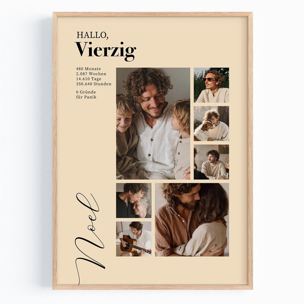 Geburtstagsgeschenk für Männer – Personalisiertes Fotocollage Poster für Papa, Ehemann oder Freund