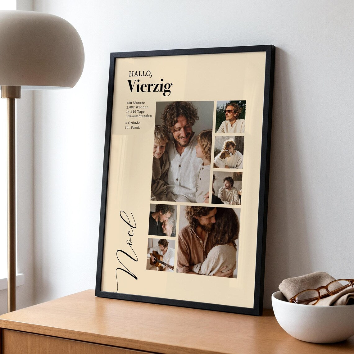 Geburtstagsgeschenk für Männer – Personalisiertes Fotocollage Poster für Papa, Ehemann oder Freund
