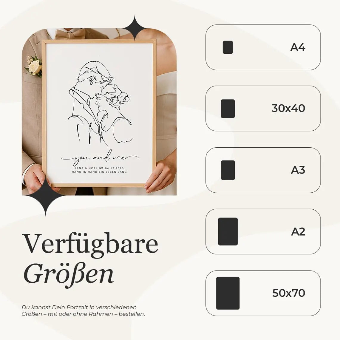 Line Art Paar Porträt – Geschenk zur Hochzeit