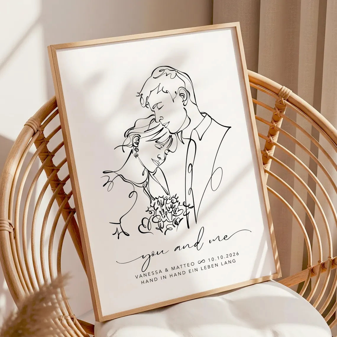 Line Art Paar Porträt – Geschenk zur Hochzeit