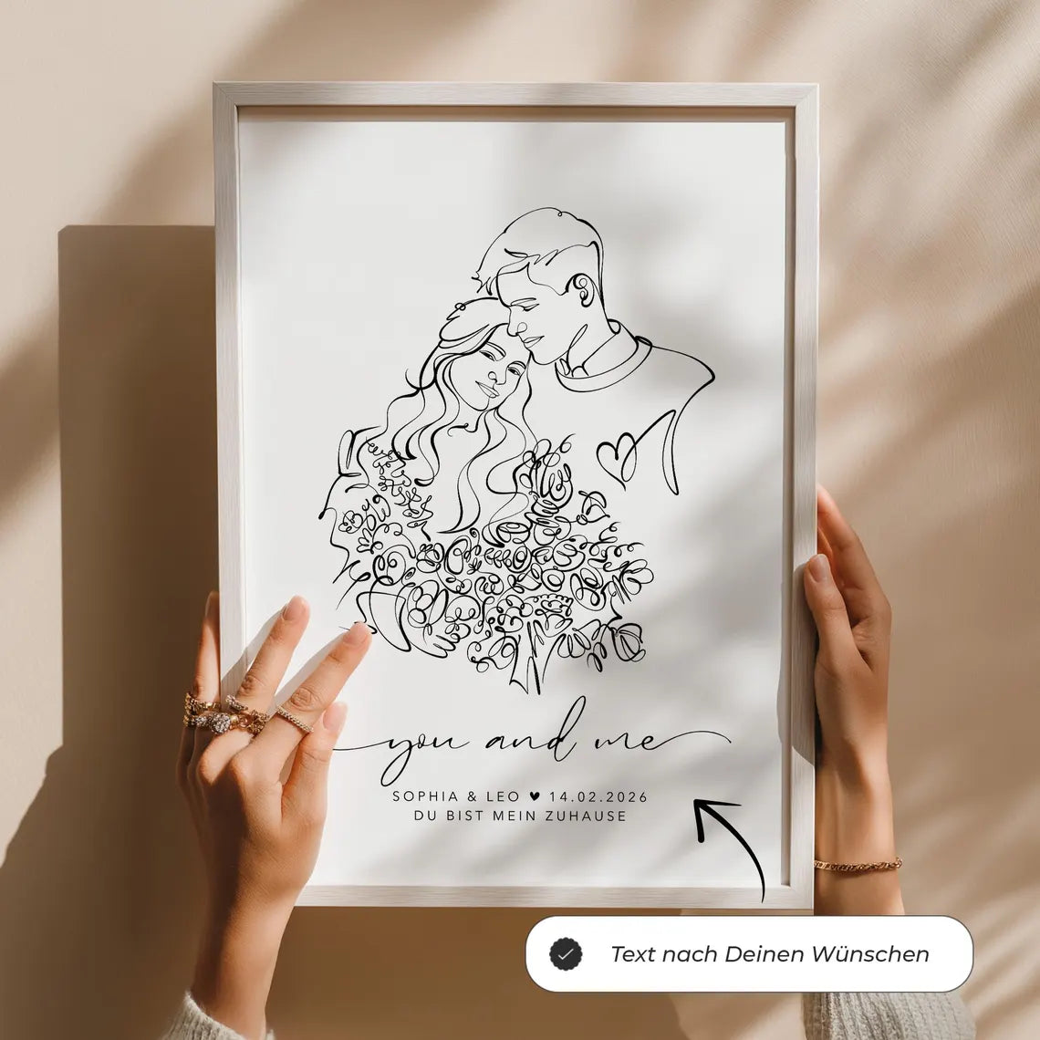 Line Art Paar Porträt – Geschenk zur Hochzeit