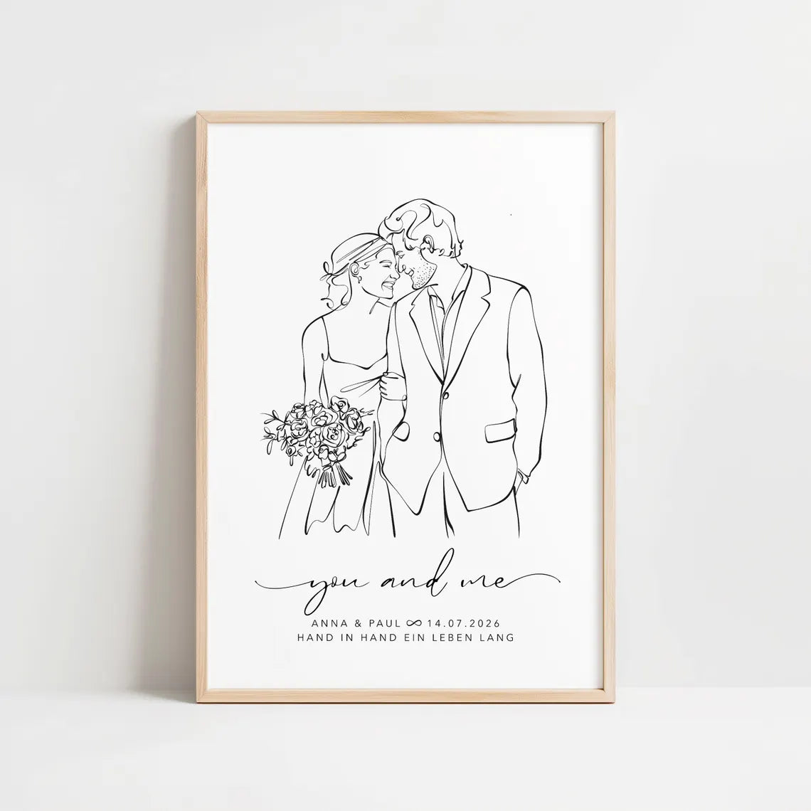 Line Art Paar Porträt – Geschenk zur Hochzeit