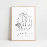 Line Art Paar Porträt – Personalisiertes Geschenk zum Hochzeitstag
