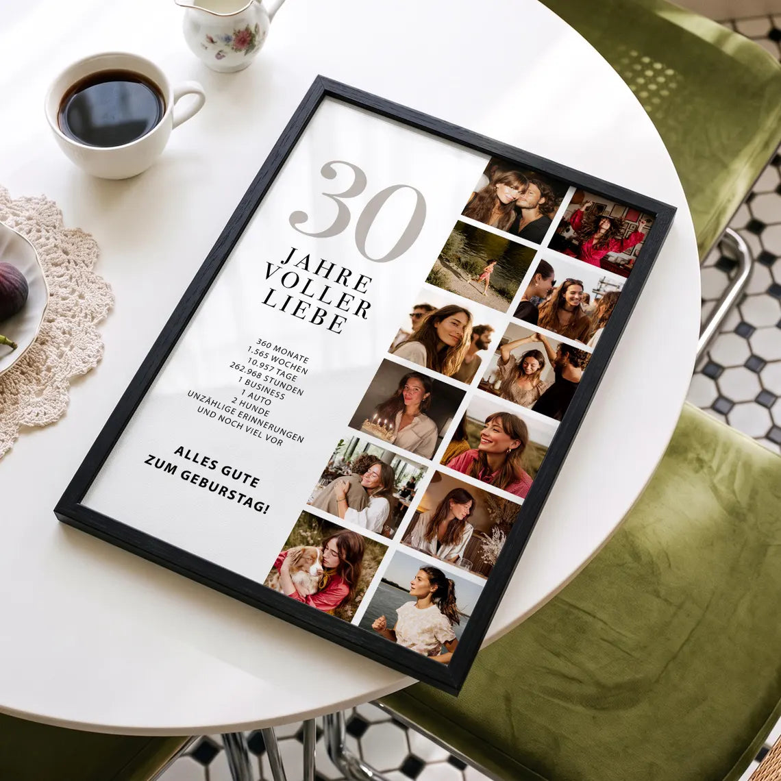 Geschenk zum 30. Geburtstag für Frauen – Personalisiertes Fotocollage Poster für Freundin, Schwester, Tochter oder Kollegin