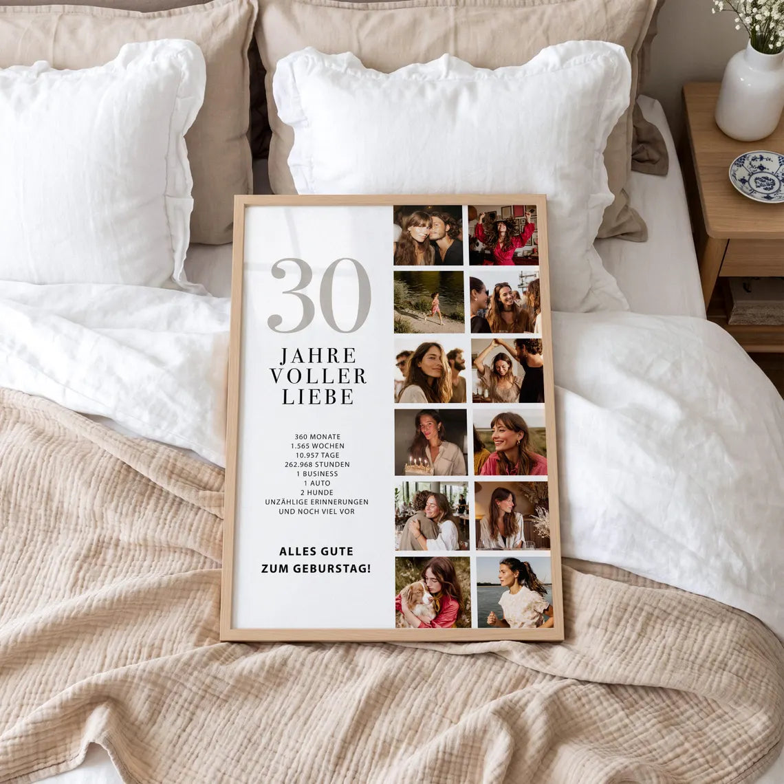 Geschenk zum 30. Geburtstag für Frauen – Personalisiertes Fotocollage Poster für Freundin, Schwester, Tochter oder Kollegin