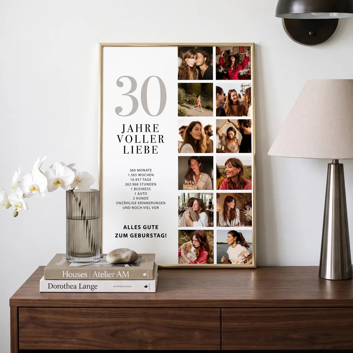 Geschenk zum 30. Geburtstag für Frauen – Personalisiertes Fotocollage Poster für Freundin, Schwester, Tochter oder Kollegin