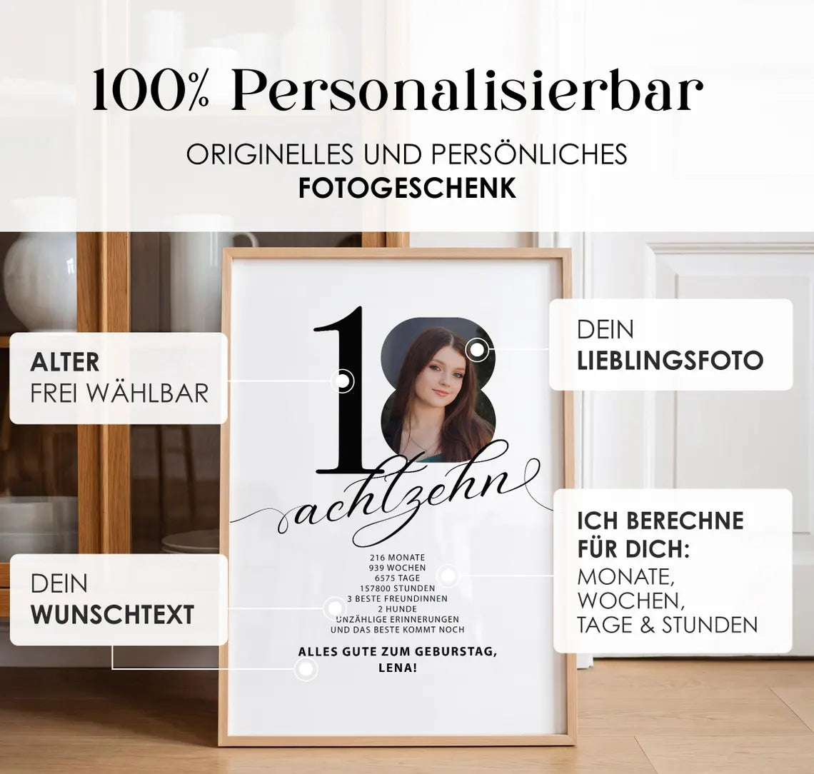 Geschenk zum 18. Geburtstag für Mädchen, Tochter, Schwester oder beste Freundin