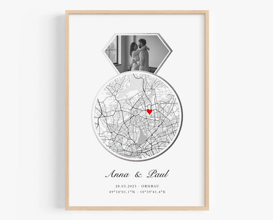 Silberhochzeit Geschenk – Personalisiertes Poster mit Koordinaten