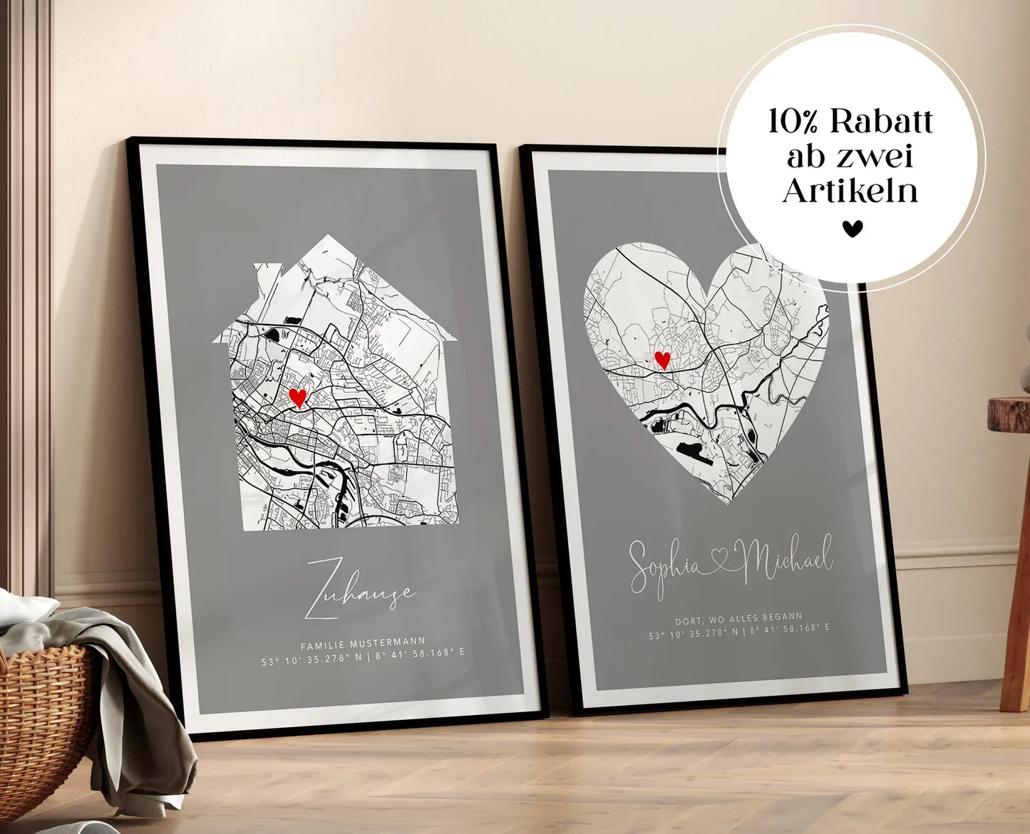 Zuhause Poster mit Haus - Personalisierte Stadtkarte