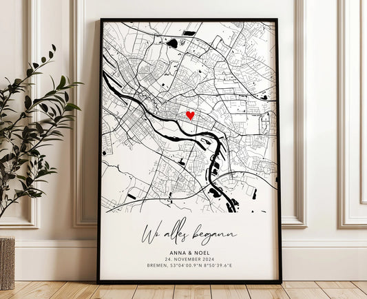 Personalisiertes Hochzeitsgeschenk - Wo alles begann Koordinaten Bild