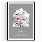 Zuhause Poster mit Haus - Personalisierte Stadtkarte