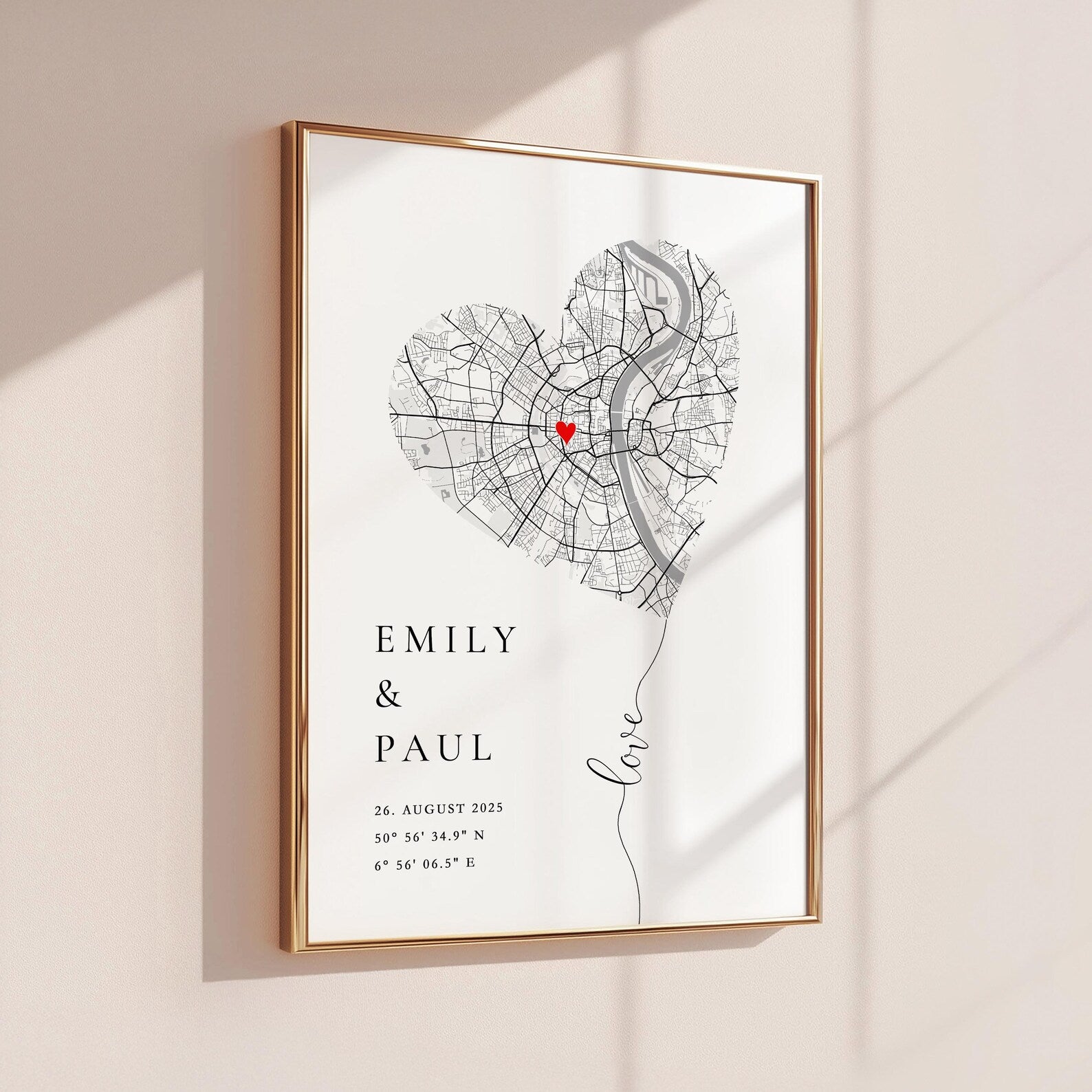Verlobungsgeschenk - Personalisiertes Koordinaten Poster zur Verlobung oder Hochzeit