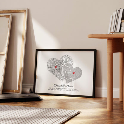 Hochzeitstag Geschenk Poster Zwei Städte