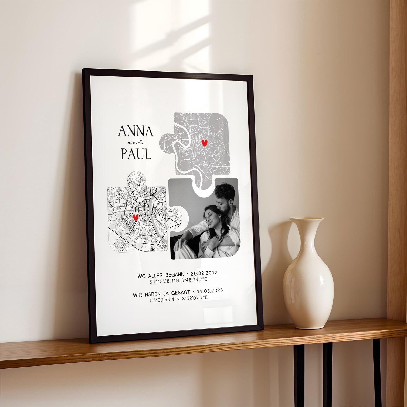 Partner Geschenk Koordinaten Bild mit Foto