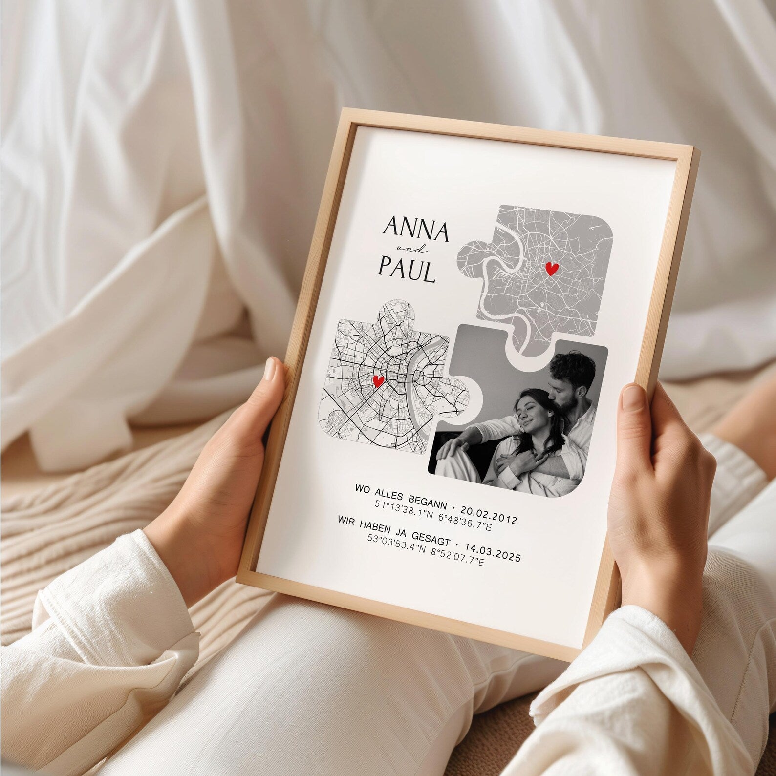 Partner Geschenk Koordinaten Bild mit Foto