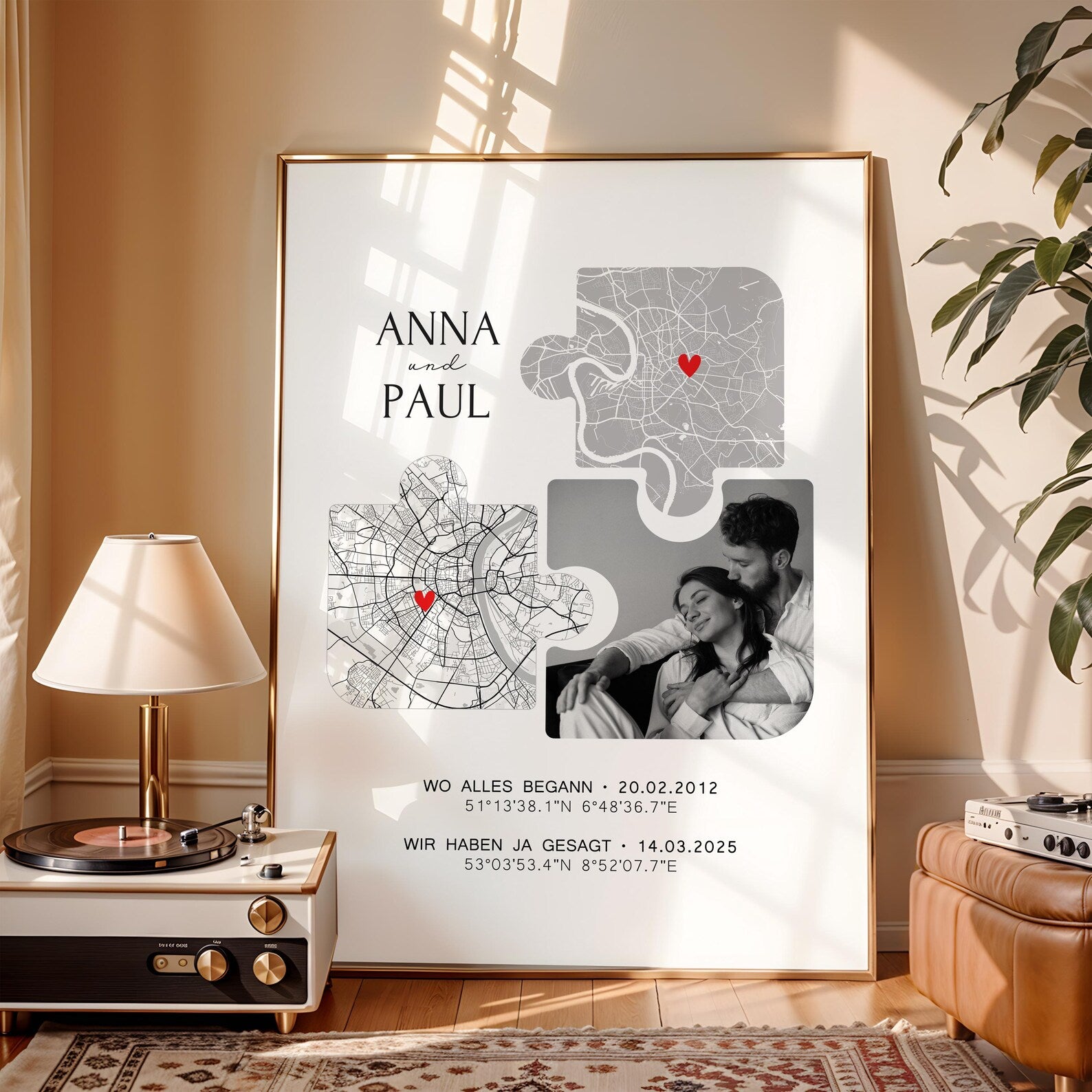 Partner Geschenk Koordinaten Bild mit Foto