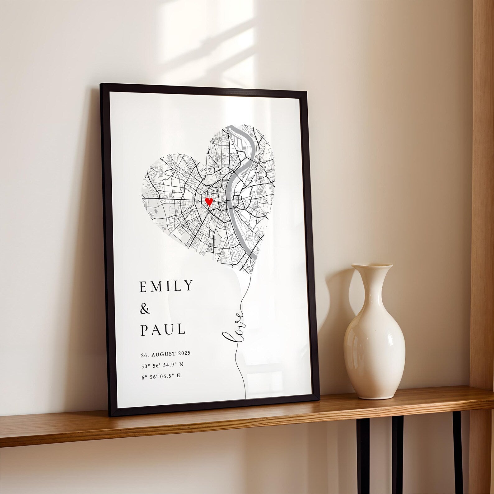Verlobungsgeschenk - Personalisiertes Koordinaten Poster zur Verlobung oder Hochzeit