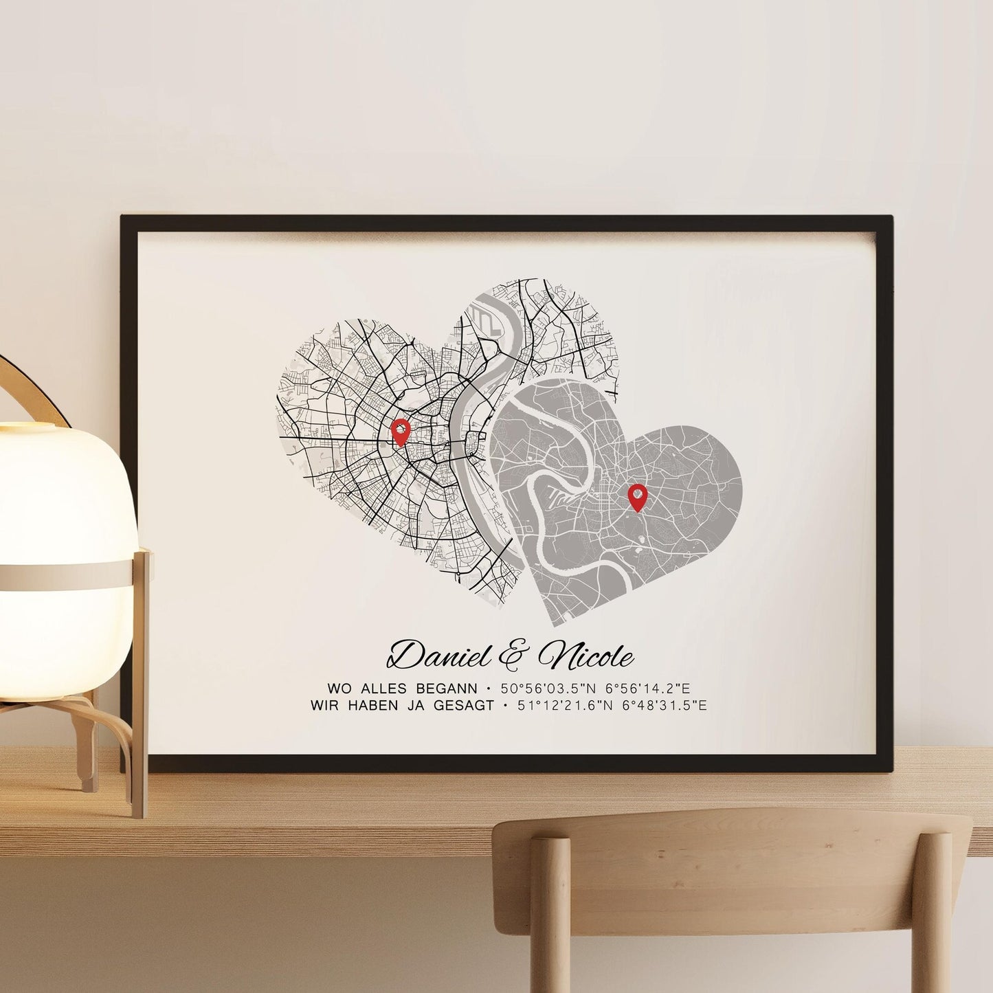 Hochzeitstag Geschenk Poster Zwei Städte