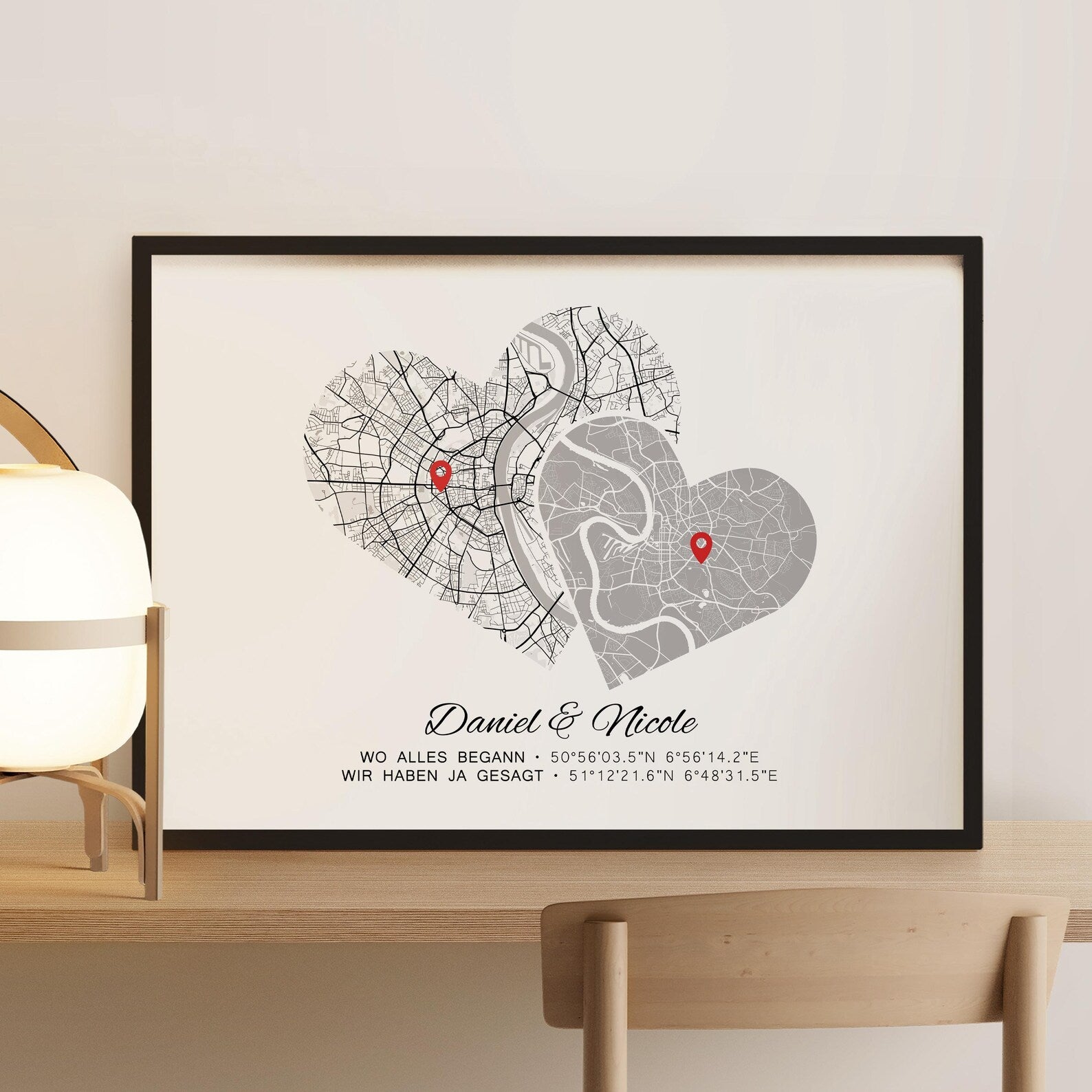 Hochzeitstag Geschenk Poster Zwei Städte