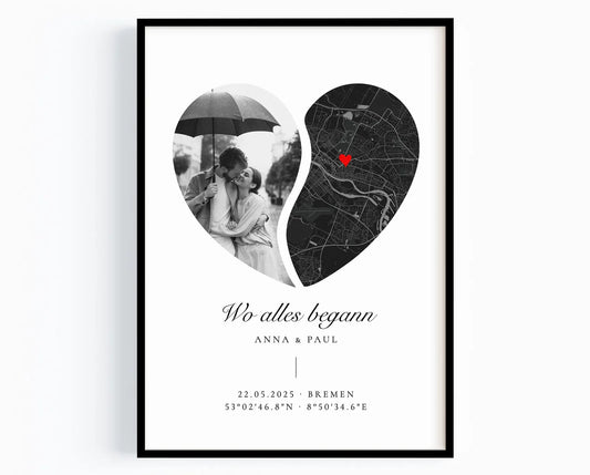 Wo alles begann Poster mit Koordinaten – Geschenk für Paar