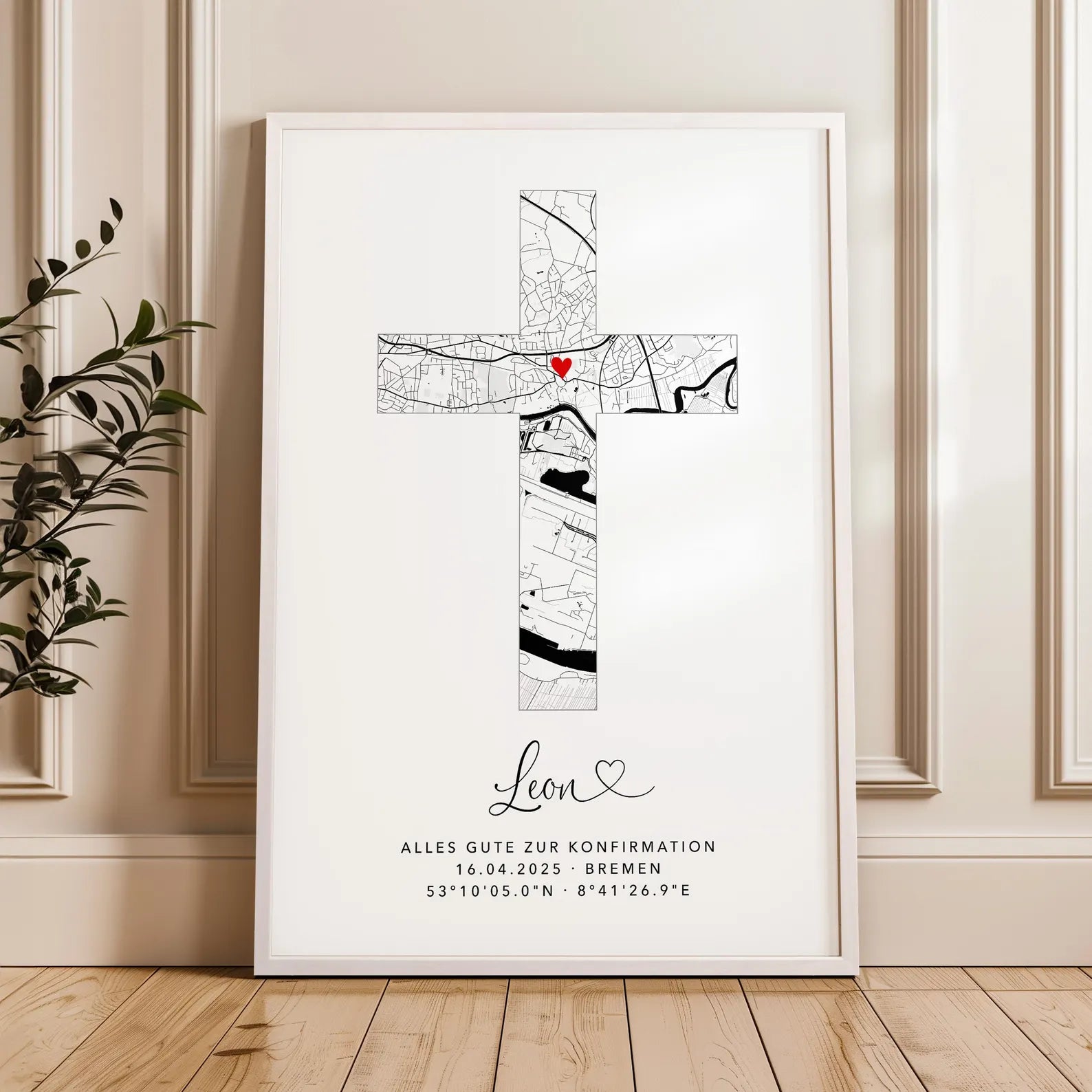 Geschenk zur Konfirmation personalisiertes Poster Konfirmationskreuz Kreuz Bild