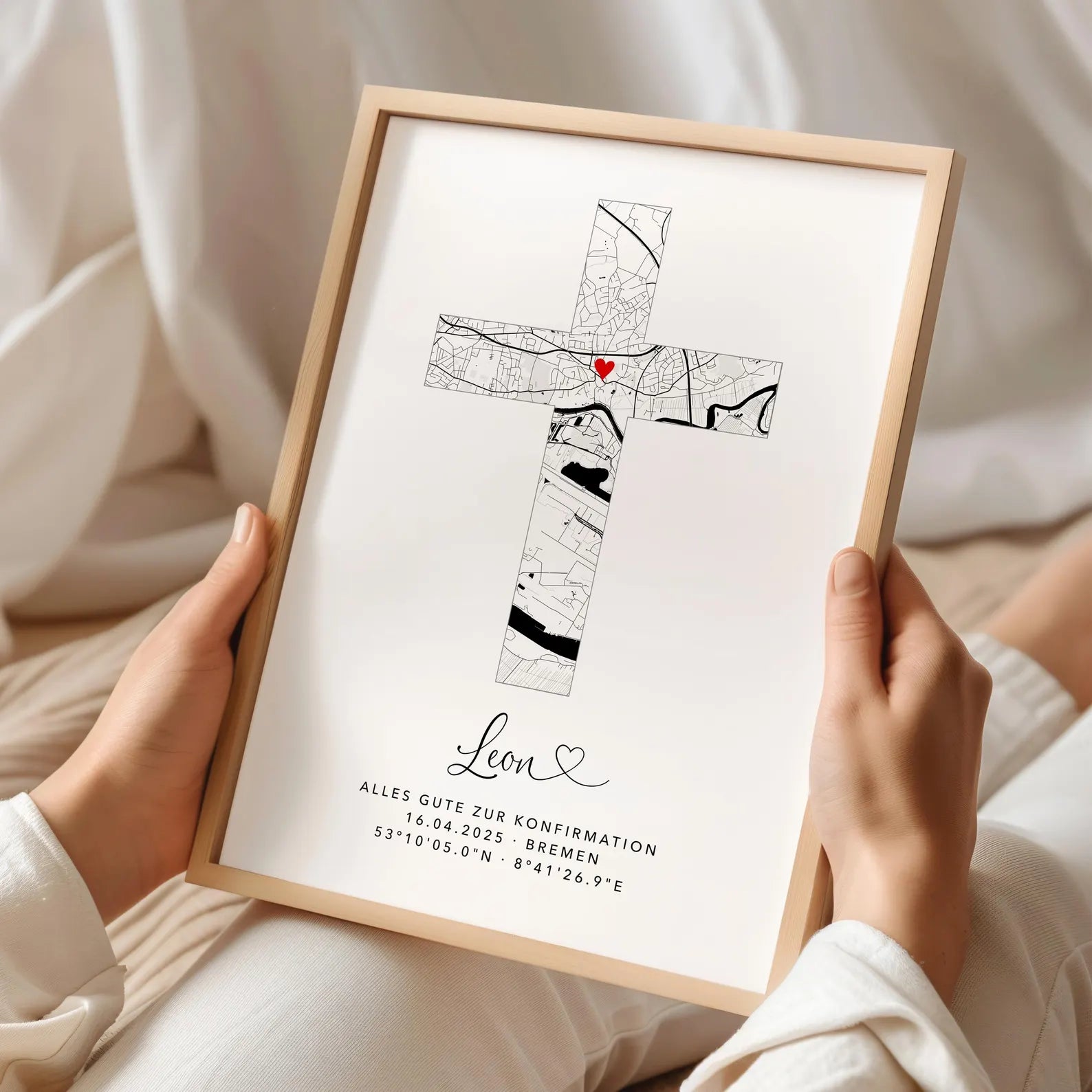 Geschenk zur Konfirmation personalisiertes Poster Konfirmationskreuz Kreuz Bild