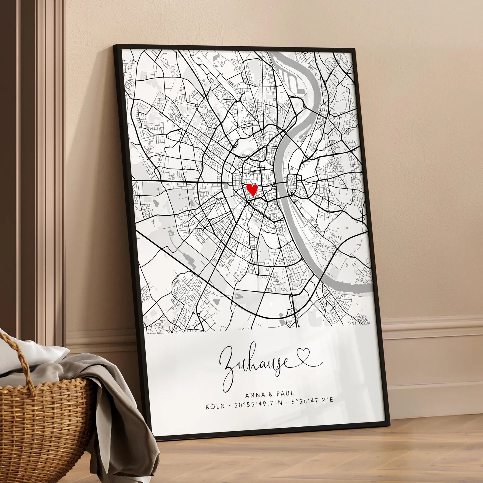 Koordinaten Bild Zuhause - Einzugsgeschenk, Haus Poster